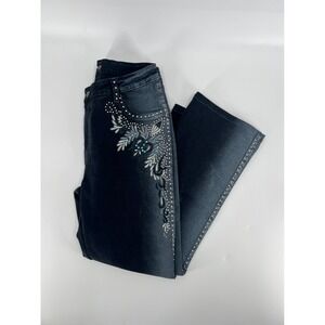 BrazilRoxx Embellished Studded Flare Jeans Dark Wash Women's Size 10